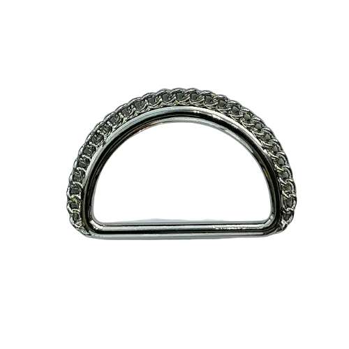 D ring met kettingrand - zilver - 20 mm